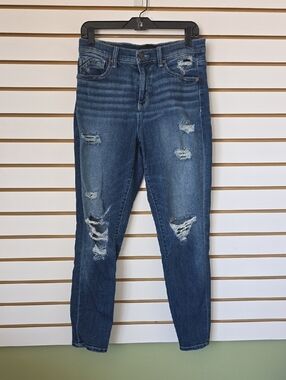 Buckle Black Distressed Dark Blue Skinny Jeans